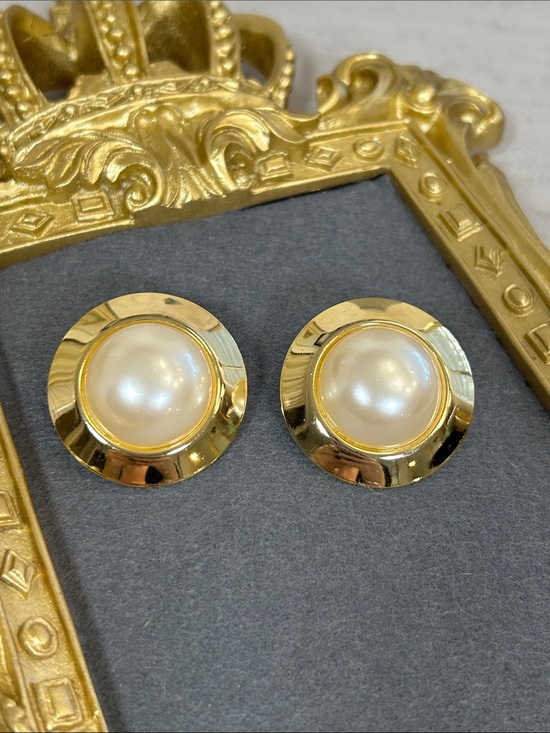 Jewelry - Classic Gold-Plated Faux Pearl Button Earrings - Gold